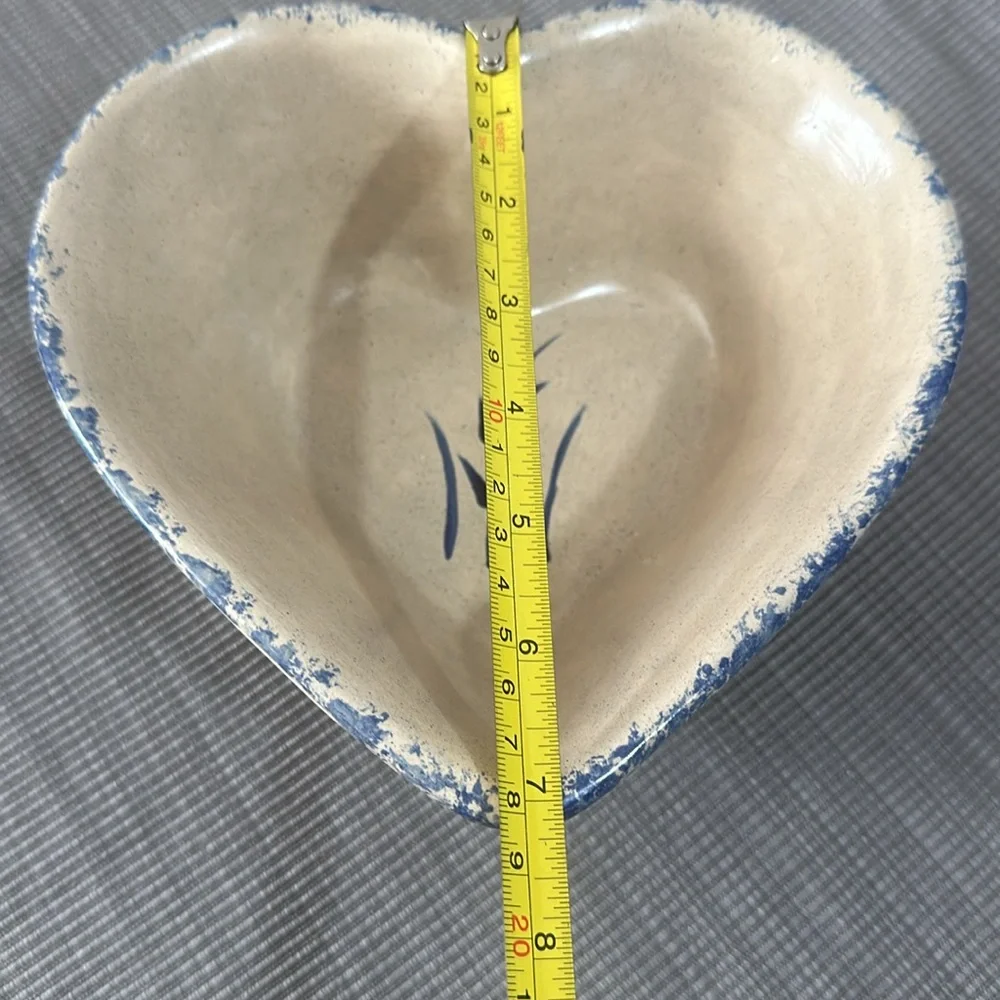 Vintage Stoneware Pottery Small Heart Shaped Bowl Sponged Heart Design ‘93